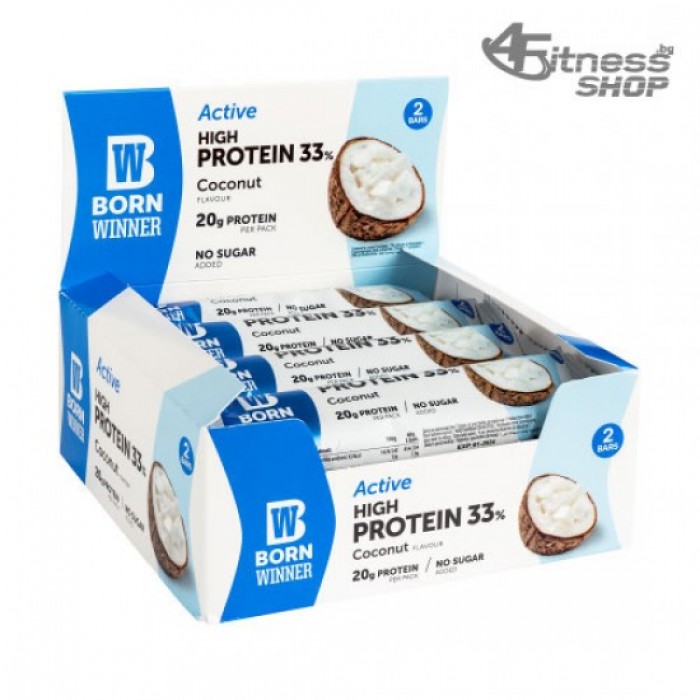 BORN WINNER Active High Protein Bar 33% coconut 12x60 гр